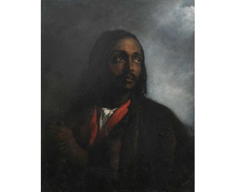 French School (19th Century)Portrait of a man, half-length, with clasped handsOil on paper laid on board laid on panel44 x 34