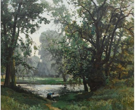 Robert Noble RSA, PSSA (Scottish 1857-1917)East Lothian river landscapeSigned and dated R Noble 12 (lower left)Oil on canvas5
