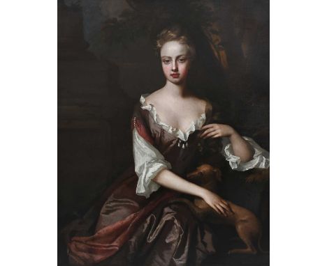 Attributed to Michael Dahl (Swedish 1659–1743)Portrait of a lady, traditionally identified as Cynthia Harbord, three-quarter 