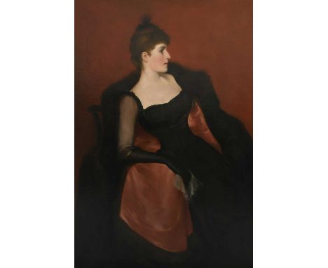 Harper Pennington (1854-1920) Portrait of Mrs Cornwallis-West, three-quarter length, wearing a black dress Signed Harper Penn