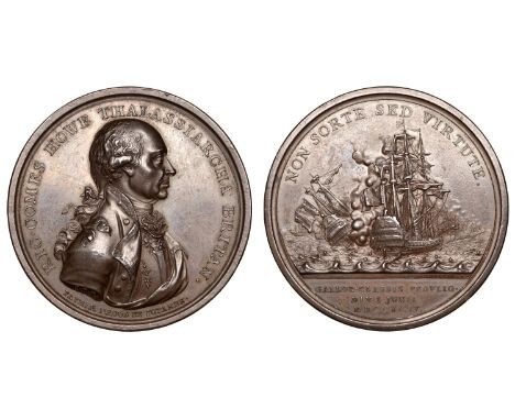 George III (1760-1820), Medals, Battle of the First of June, 1794, a copper medal by C.H. Küchler, uniformed bust of Earl How