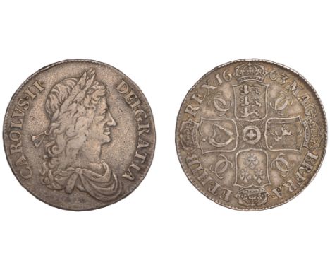Charles II (1660-1685), Crown, 1663, first bust, edge anno regni xv (ESC 353; S 3354). Good fine, grey patina  £200-£260  ---