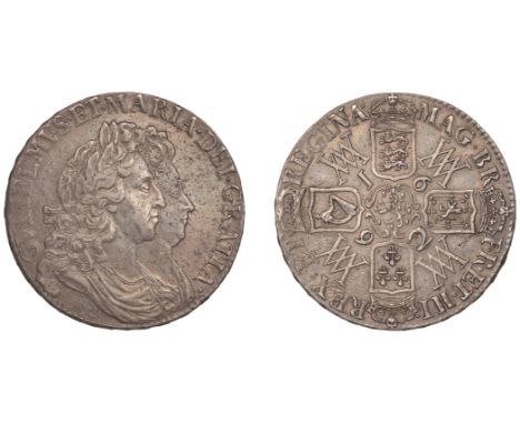 William and Mary (1688-1694), Crown, 1692, 2 over inverted 2, edge qvinto (ESC 824; S 3433). Light haymarking, otherwise good