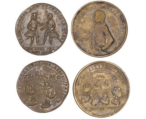 Miscellaneous Lots, Capture of Portobello, 1739, a pinchbeck medal, unsigned, three-quarter length figure of Vernon left, rev
