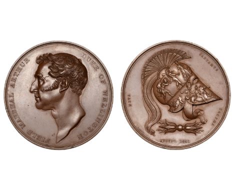 Victoria (1837-1901), Wellington Laudatory Medal, 1841, a copper medal by B. Pistrucci, bare head left, rev. Corinthian helme
