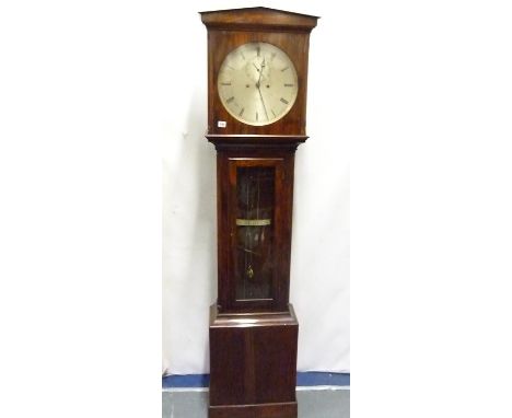 Mid 19th century domestic regulator longcase clock by Millidge, Edinburgh, with silvered circular dial, 13'' (including sight