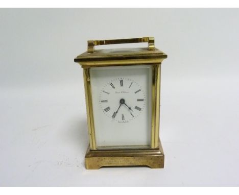 Carriage clock, lever timepiece dated 1981, 12cm.