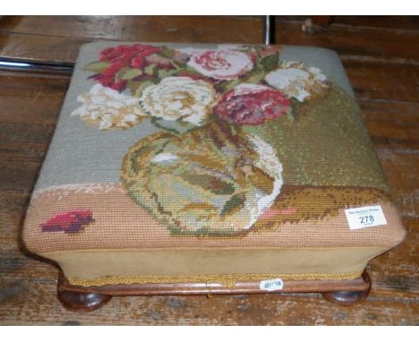 Victorian footstool with tapestry seat