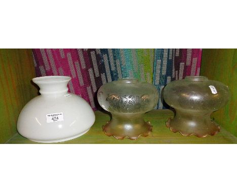 Three glass lamp shades