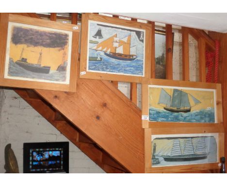 Four pine framed colour prints of Alfred Wallis paintings of ships