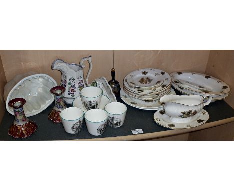 Royal Worcester "The Dorchester Hotel" pattern dinnerware, Victorian jelly mould and other china