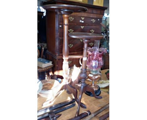 Two mahogany tripod wine tables