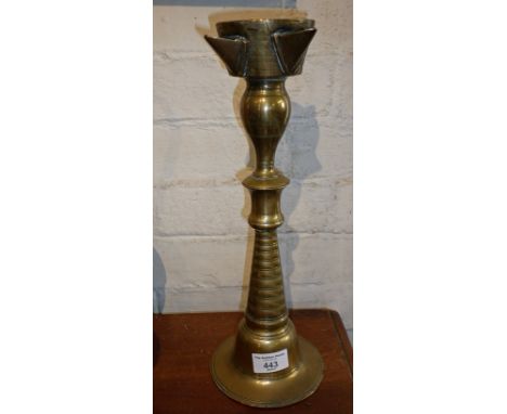 Antique Persian brass whale oil lamp with four spouts, approx. 35cm high