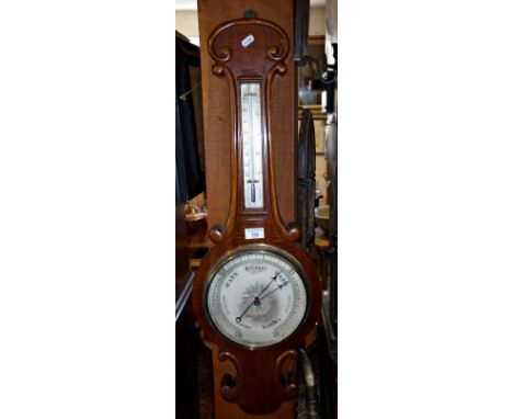 Victorian Negretti and Zambra mahogany cased banjo wall barometer