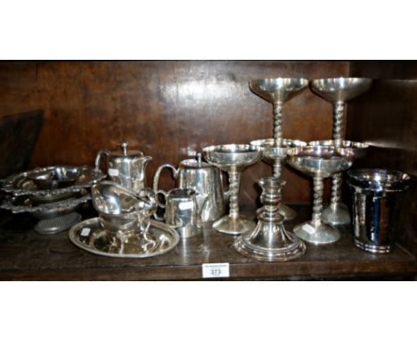 Vintage silver plated items inc. a set of six champagne coupes