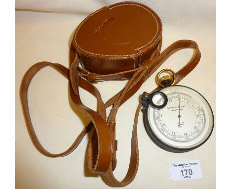 Military type surveying aneroid compensated barometer by M.D.S. Ltd. with leather case