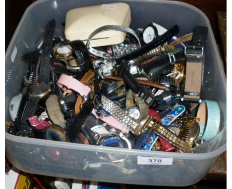 Box containing assorted vintage and modern wrist watches, makes include Excalibur, Timex, Casio, etc.