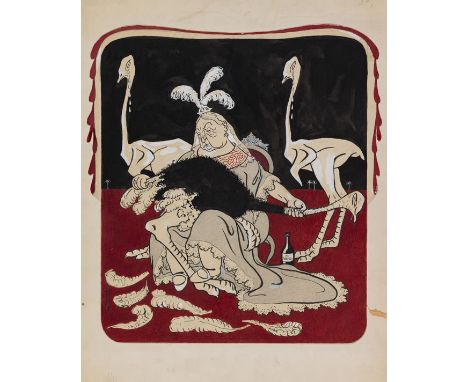 Thomas Theodor Heine    1867 Leipzig - 1948 Stockholm Englands Traum in Südafrika. 1899. Gouache, Tusche und Deckweiß über Bl