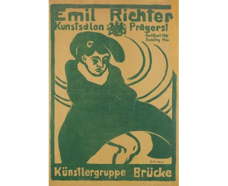 Ernst Ludwig Kirchner     1880 Aschaffenburg - 1938 Davos Plakat Emil Richter - Künstlergruppe 'Brücke'. 1907. Lithografie in