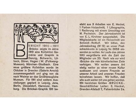 Ernst Ludwig Kirchner     1880 Aschaffenburg - 1938 Davos Jahresbericht für 1910–1911 der Künstlergruppe 'Brücke'. 1911. Holz