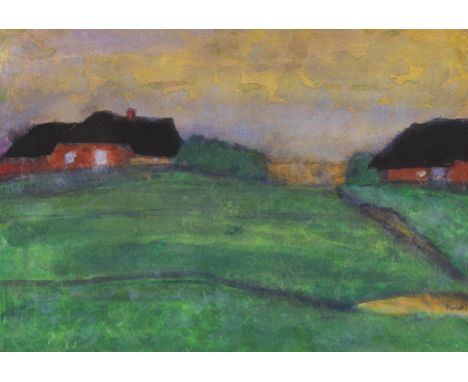 Emil Nolde     1867 Nolde/Nordschleswig - 1956 Seebüll/Schleswig-Holstein Marschlandschaft. Um 1930. Aquarell.  Rechts unten 