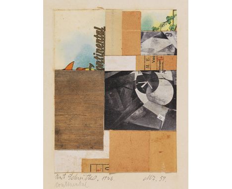 Kurt Schwitters     1887 Hannover - 1948 Ambleside/Westmorland Mz. 59. Continental. 1926. Collage mit Papier auf Karton.  Orc