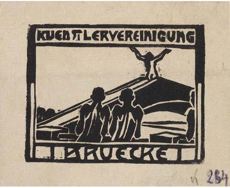 Ernst Ludwig Kirchner     1880 Aschaffenburg - 1938 Davos Signet der Künstlervereinigung Brücke. 1905. Holzschnitt.  Gercken 