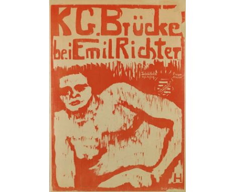 Erich Heckel     1883 Döbeln/Sachsen - 1970 Radolfzell/Bodensee Plakat für die Ausstellung der K.G. 'Brücke' bei Emil Richter