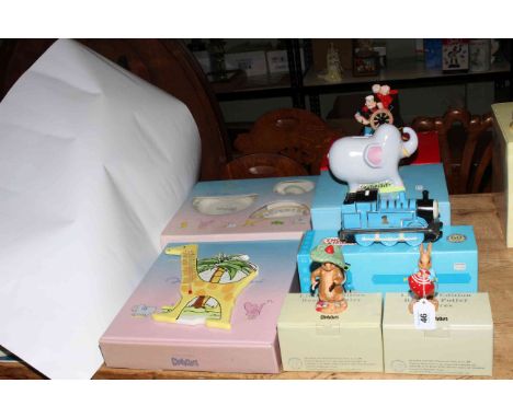 Coalport Characters, John Lennon thermometer, child's trio, elephant money box, Thomas money box, Popeye, and two Beatrix Pot