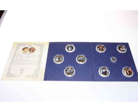 The Platinum Wedding Anniversary Photographic Collection by The London Mint Office with COAs. Full set of nine coins includin