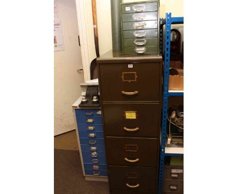 Vintage 'The Wellington' four drawer filing cabinet, ten drawer and six drawer index cabinets (3).