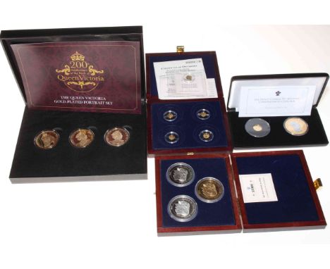 Year of the Three Kings (.585) four small gold coins in box with COAs and Palace of Westminster small gold coin by Westminste