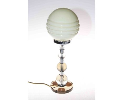 Art Deco style glass and chrome table lamp and shade.