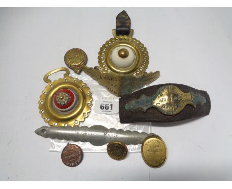 An antique horse brass maker's noseband for Pearse &amp; Jenkin (Cardiff) and another for A. Marshall (Hunslet) - sold with a