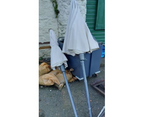 Two Acamp crank operated garden parasols - no bases