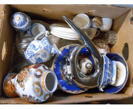 A box containing a quantity of ceramic and glass items