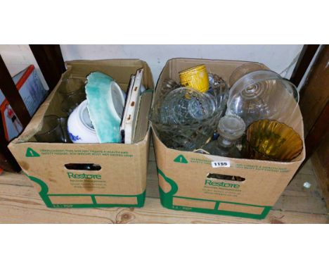 Two boxes containing a quantity of ceramic and glass items