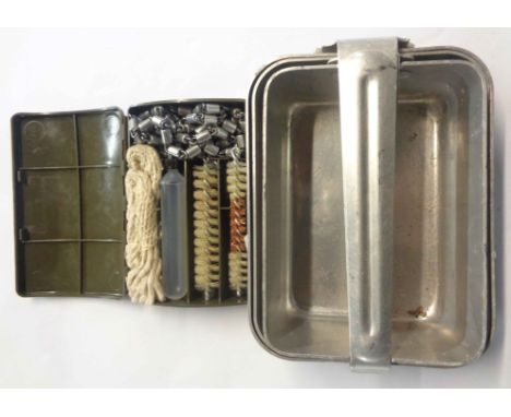 A vintage US Army Billy can set - sold with a 1986 Hautzel cleaning kit