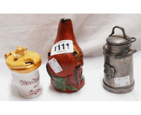 A modern ceramic hunting stirrup cup - sold with a novelty mustard pot, etc.