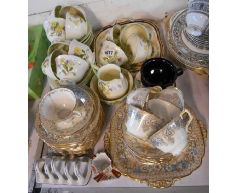 A quantity of assorted ceramic items including Royal Doulton bone china part tea set in the April pattern, Crown Derby part t