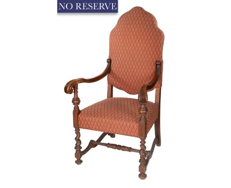 A FLEMISH CARVED WALNUT FIDDLEBACK CHAIR, 19TH CENTURY the chair carved from light brown walnut, the back of fiddle shape wit