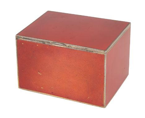  A RUSSIAN SILVER PAINTED BOX, WORKMASTER A. LIUBAVIN, ST. PETERSBURG 1908-1917the exterior painted a brick red, the interior