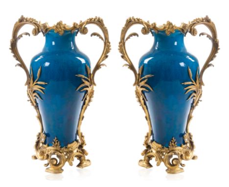 A PAIR OF ORMOLU-MOUNTED PORCELAIN VASES, THE MOUNTS THEODORE MILLET (1853-1918), PARIS, LAST QUARTER 19TH CENTURYeach of bal