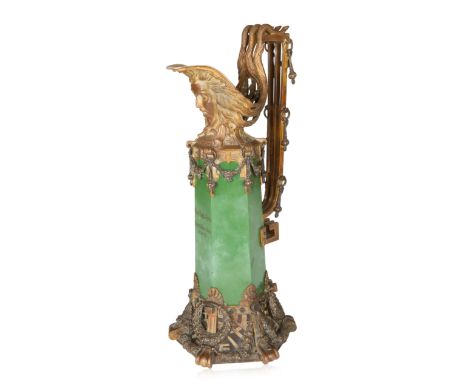 A GERMAN 'WIENER REGATTA-VEREIN' BRONZE TROPHY, 19TH CENTURY of elongated cylindrical form, with a single handle formed from 