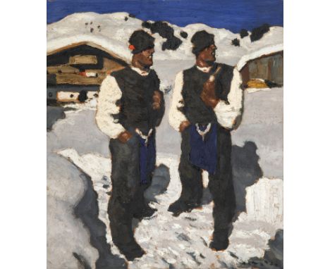 ALFONS WALDE (AUSTRIAN 1891-1958) Bauernsonntagoil on cardboard 53 x 46.6 cm (20 7/8 x 20 7/8 in.) signed lower right, inscri