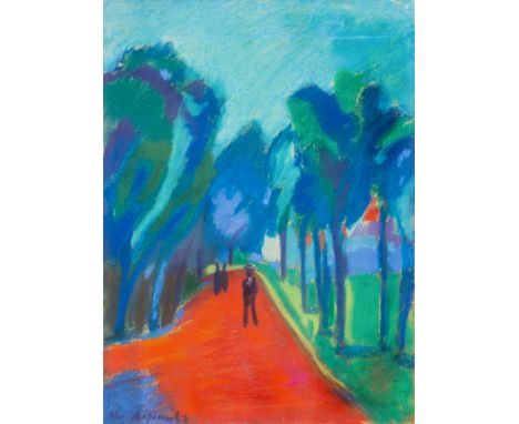 MIKHAIL LARIONOV (RUSSIAN 1881-1964) Stroll Through the Park, circa 1910 pastel on paper 28 x 21cm (11 x 8 1/4 in.) signed lo