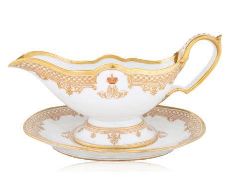 A RUSSIAN PORCELAIN SAUCER AND PLATE, IMPERIAL PORCELAIN FACTORY, ST. PETERSBURG, SAUCER 1894, PLATE CIRCA 1880Scomprising a 