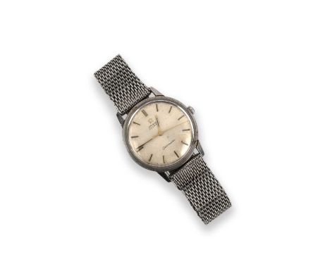 Omega, a gentleman's stainless steel Seamaster wristwatch, 1960s, signed dial with baton numerals and sweep seconds hand, on 
