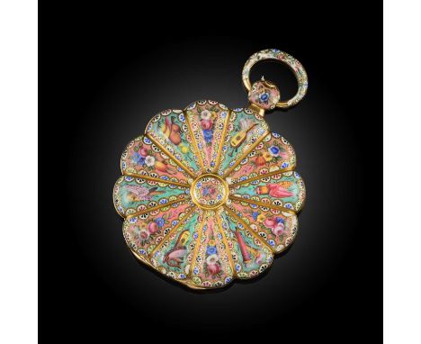 Le Roy et Fils, a gold and enamel pocket watch, Switzerland, 19th century, the circular textured silvered dial with black ena