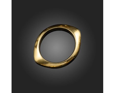 Nanna and Jorgen Ditzel for Georg Jensen, a modernist gold bangle, Denmark, circa 1961, of elliptical form in polished gold, 